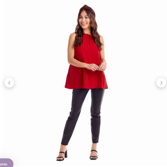 BOGO Sleeveless Red Ruffle Dress Festive Flounce Top - Picture 2 of 4